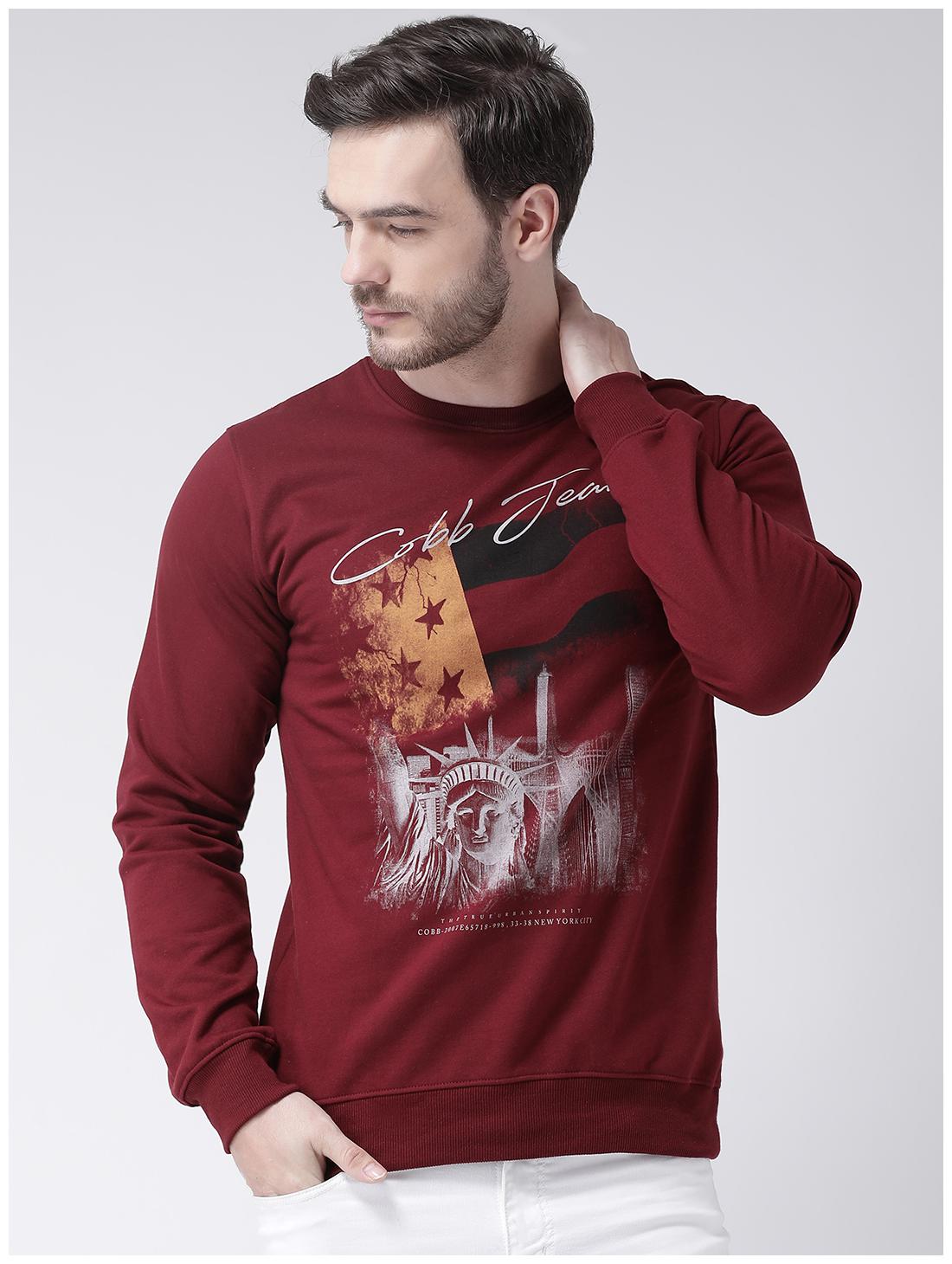 

COBB Men Maroon Round neck Sweatshirt