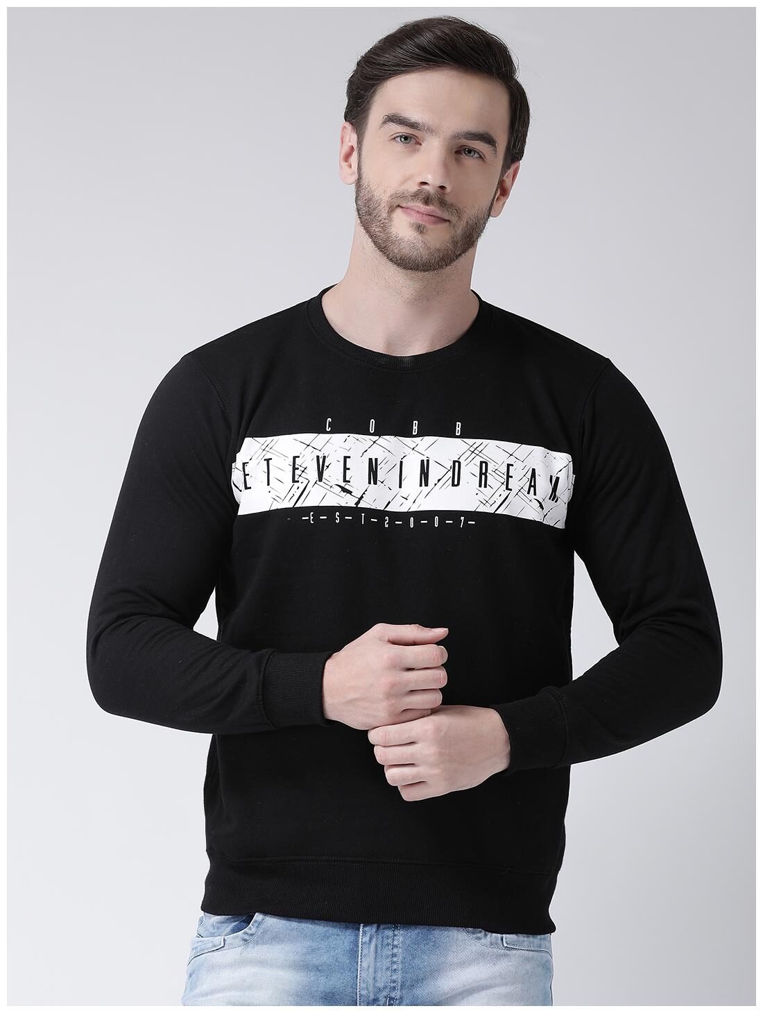 

COBB Men Black Round neck Sweatshirt