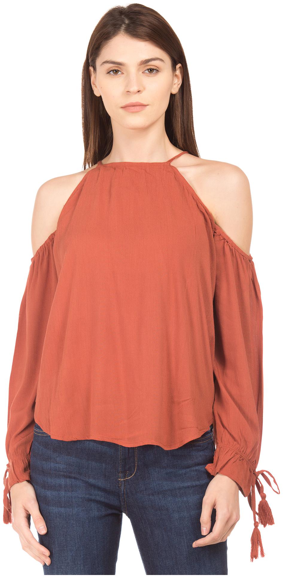 

Aeropostale Women Solid Fusion top - Brown