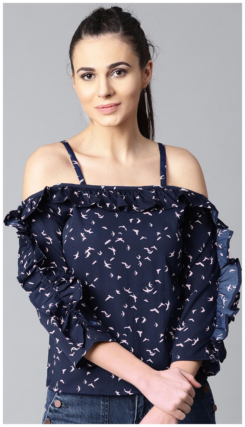 

AASI- HOUSE OF NAYO Women Printed Regular top - Blue