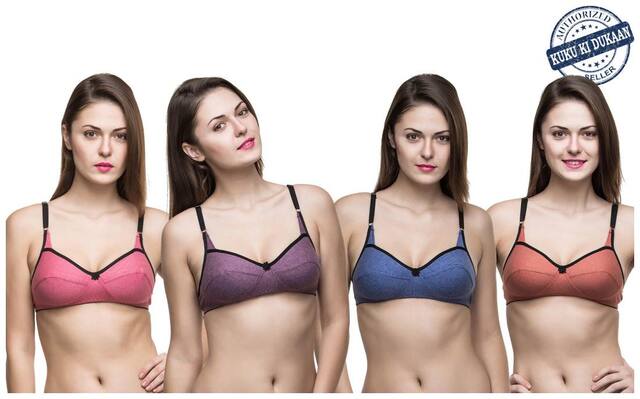 College Girl Non-Wired Designer T-Shirt Bra - Set of 4