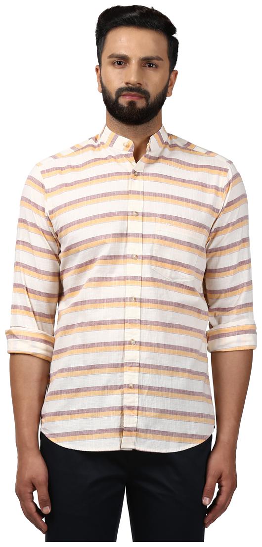 

ColorPlus Men Beige Vertical Stripes Slim Fit Casual Shirt