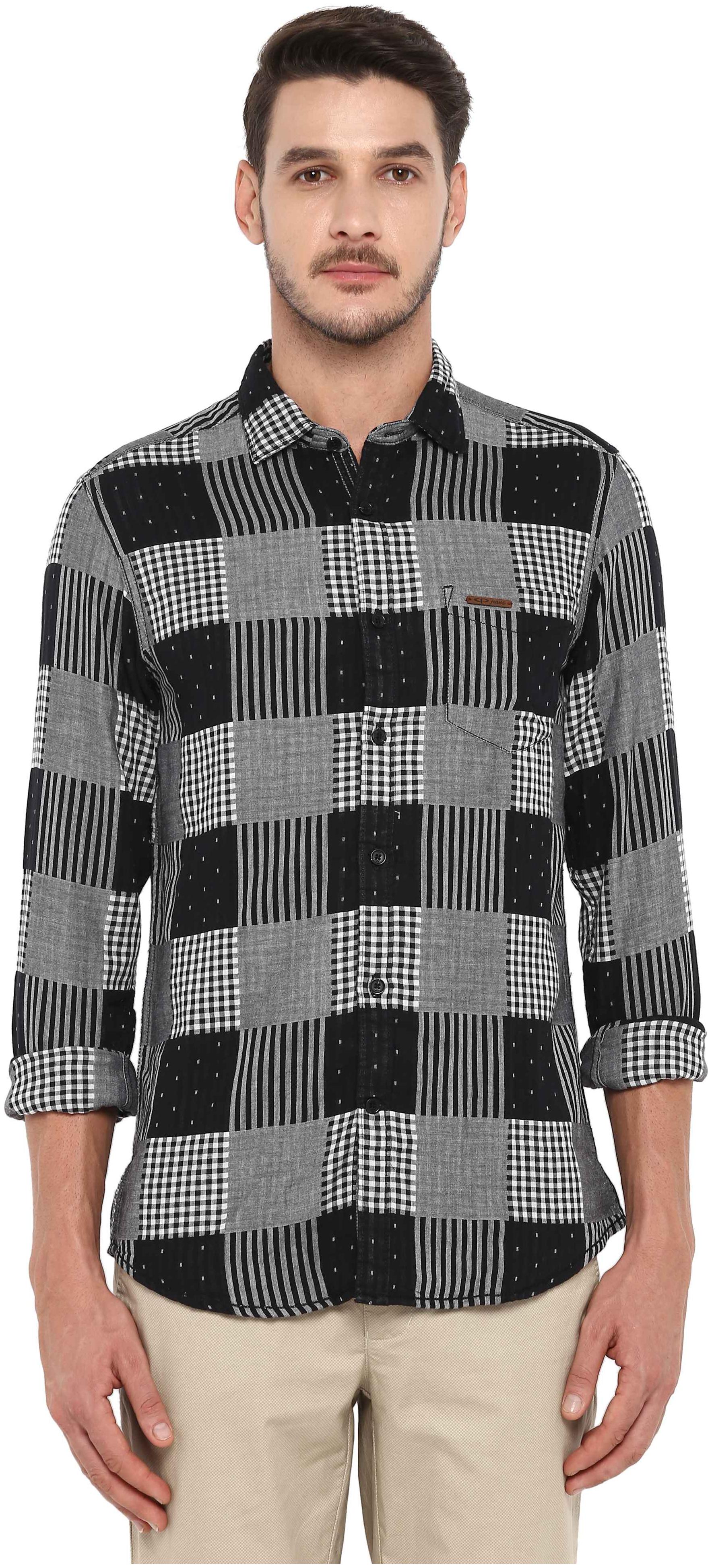 

ColorPlus Men Black Checked Regular Fit Casual Shirt