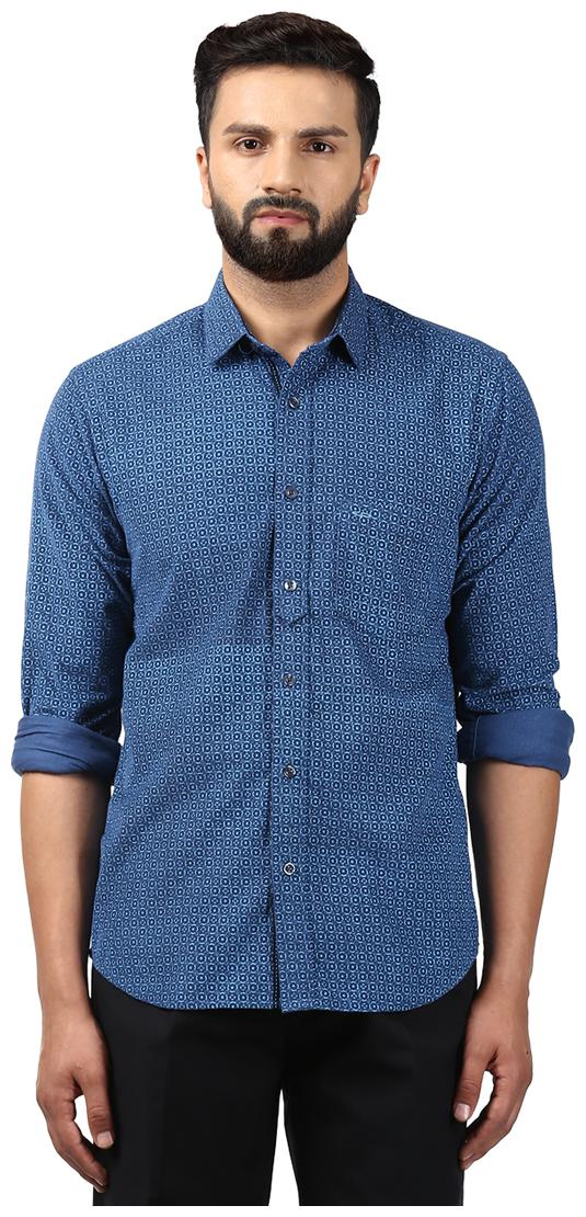 

ColorPlus Men Blue Printed Regular Fit Casual Shirt
