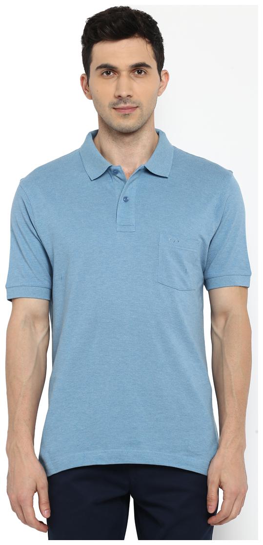 

ColorPlus Men Blue Regular fit Cotton Polo collar T-Shirt - Pack Of 1