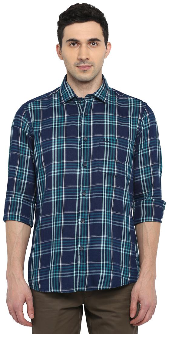 

ColorPlus Men Blue Checked Slim Fit Casual Shirt