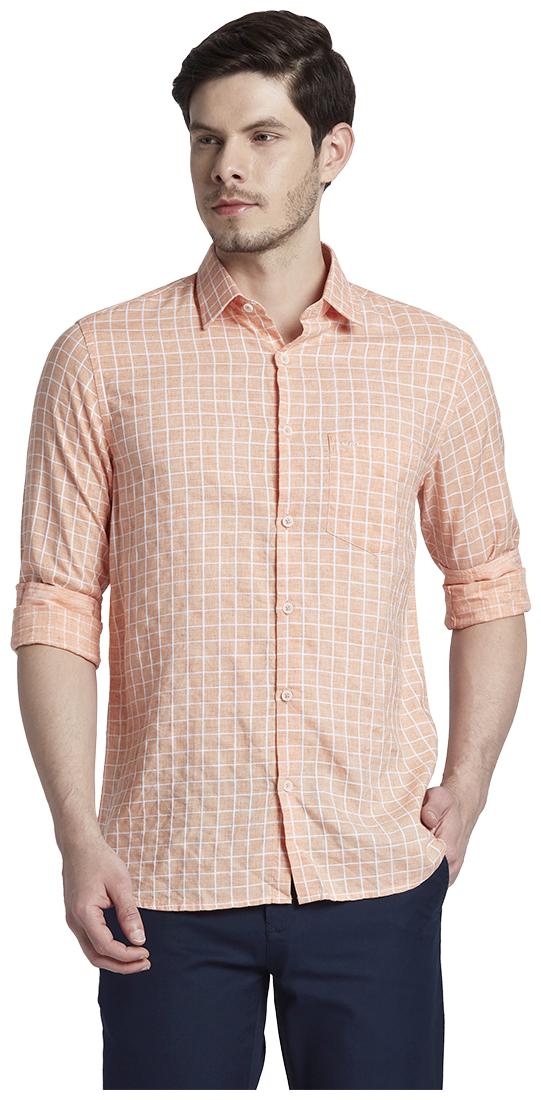 

ColorPlus Men Orange Checked Regular Fit Casual Shirt