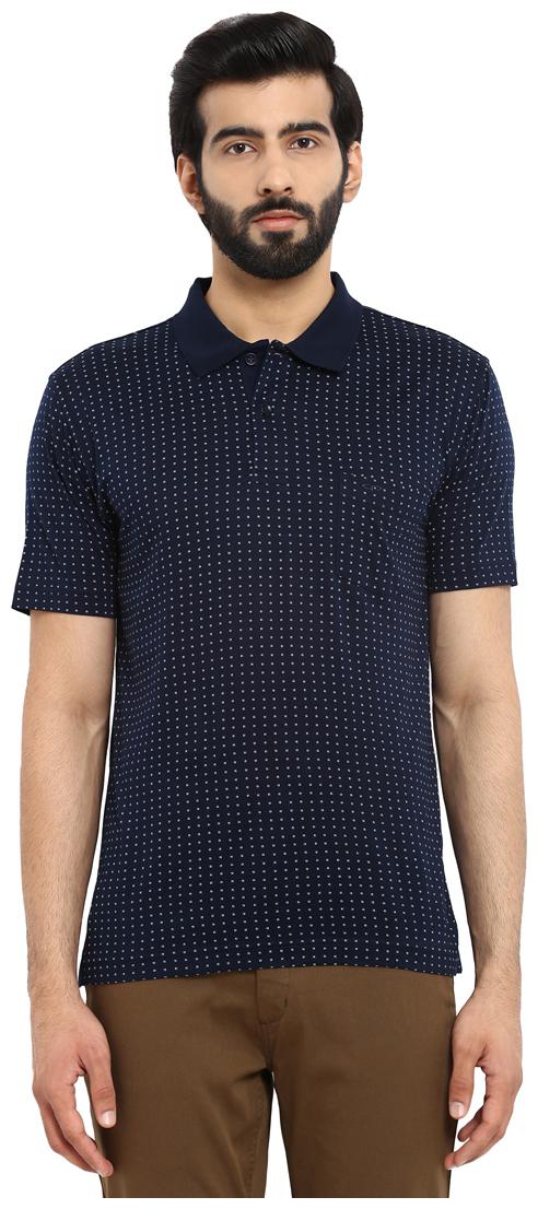 

ColorPlus Men Blue Slim fit Cotton Polo collar T-Shirt - Pack Of 1