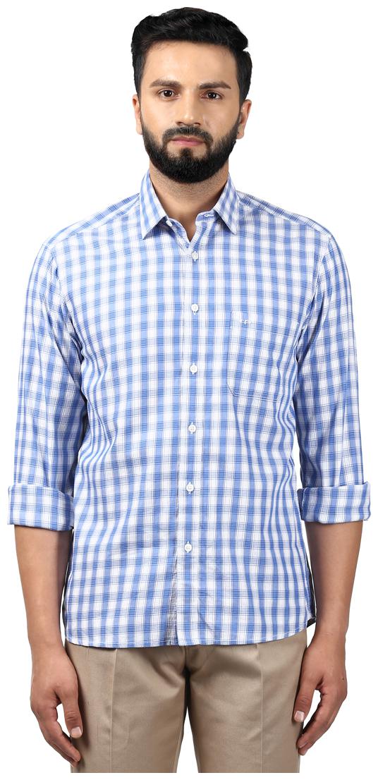 

ColorPlus Men Blue Checked Regular Fit Casual Shirt