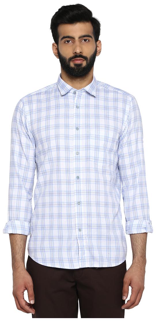 

ColorPlus Men Blue Checked Slim Fit Casual Shirt