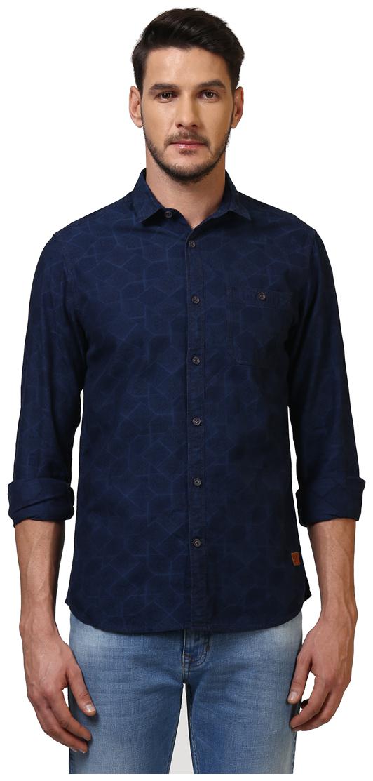 

ColorPlus Men Blue Printed Regular Fit Casual Shirt