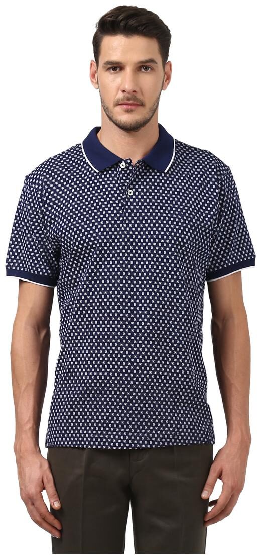 

ColorPlus Men Blue Regular fit Cotton Polo collar T-Shirt - Pack Of 1