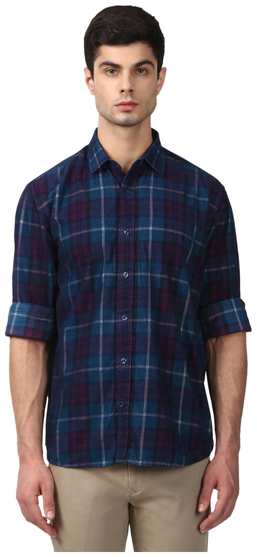 

ColorPlus Men Blue Checked Regular Fit Casual Shirt