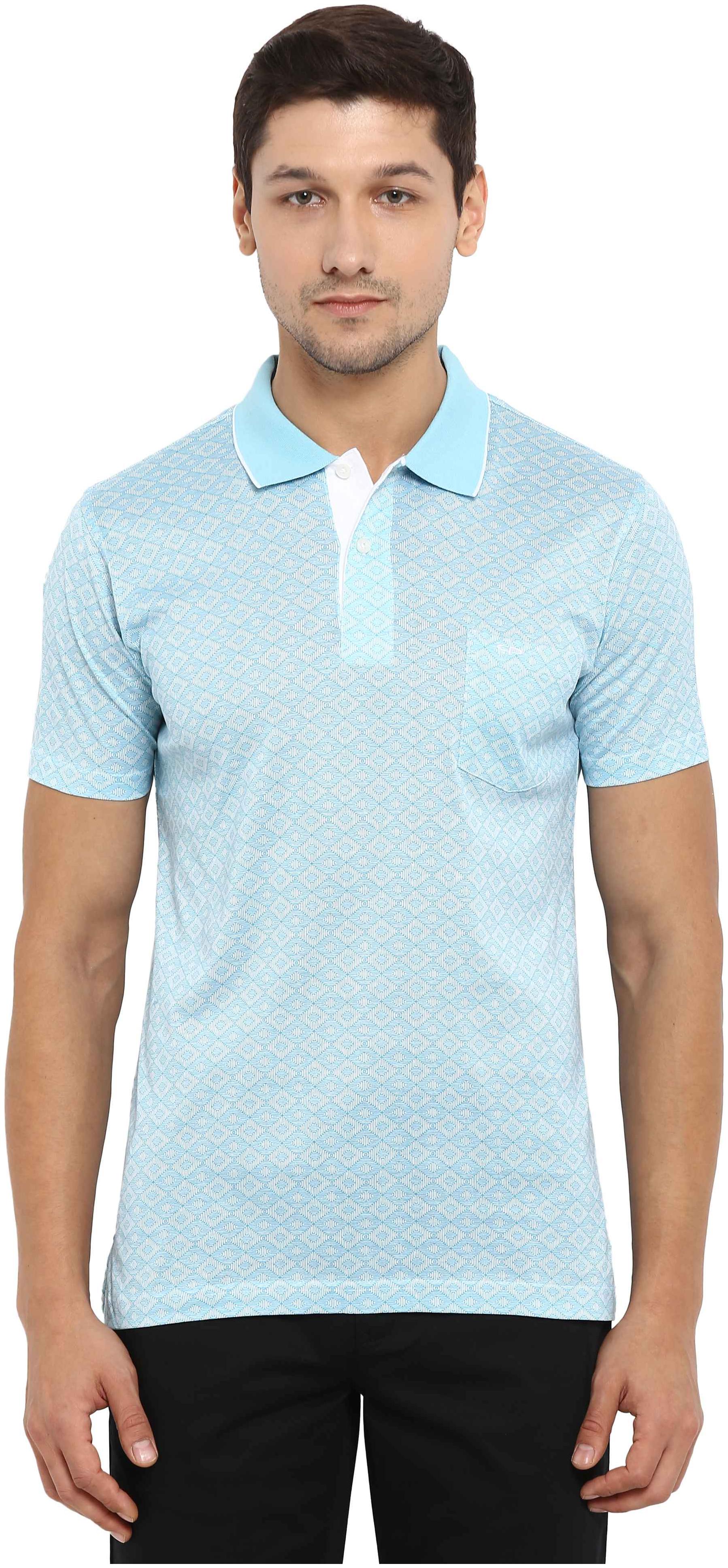 

ColorPlus Men Blue Slim fit Cotton Polo collar T-Shirt - Pack Of 1