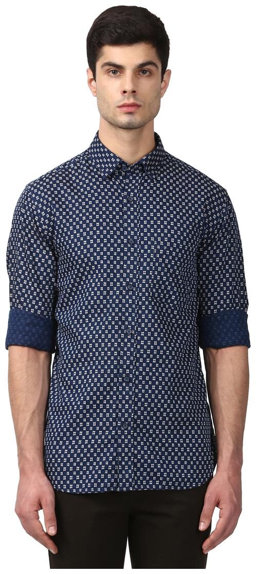 

ColorPlus Men Blue Printed Regular Fit Casual Shirt