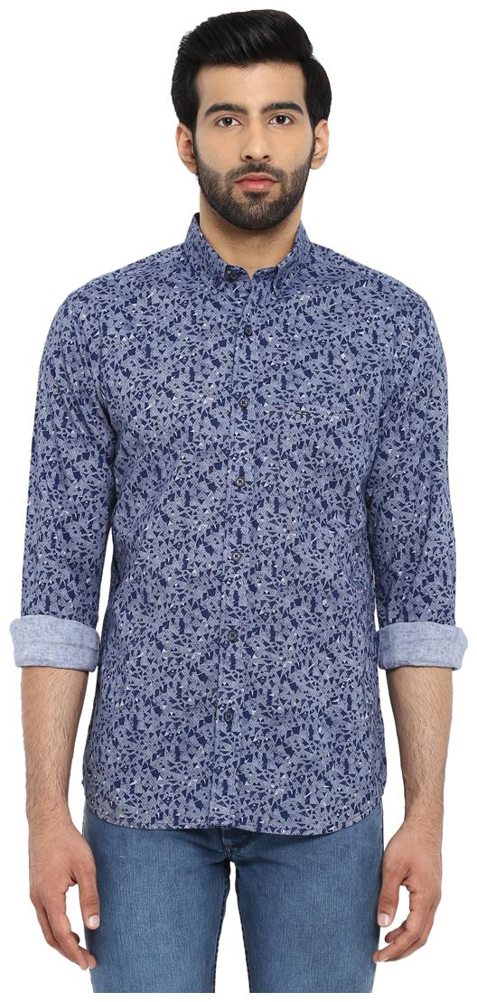 

ColorPlus Blue Tailored Fit Cotton Casual Shirt