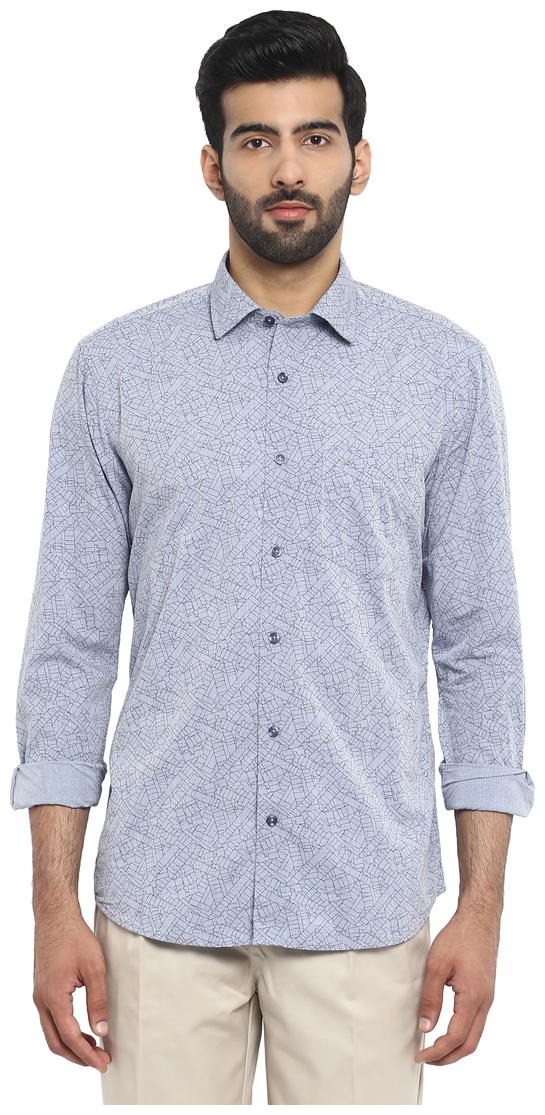 

ColorPlus Men Blue Printed Slim Fit Casual Shirt