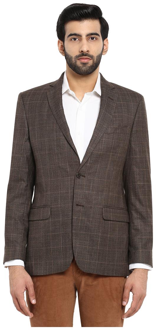 

ColorPlus Brown Tailored Fit Polyester Blend Blazer