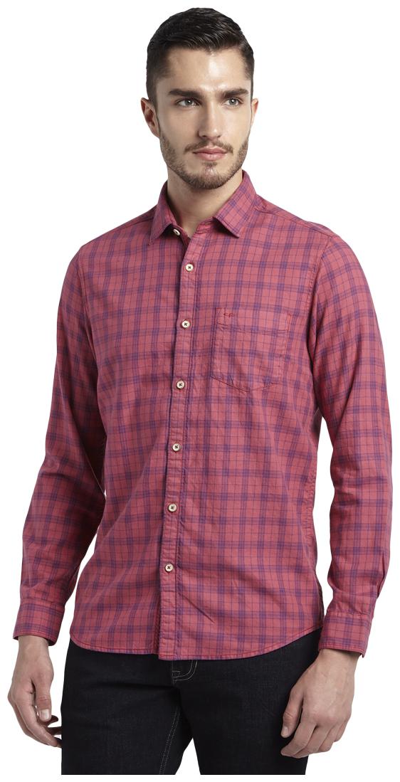 

ColorPlus Men Red Checked Regular Fit Casual Shirt