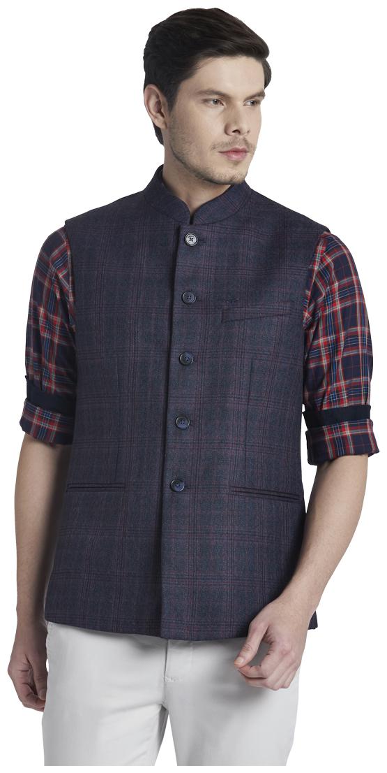 

ColorPlus Men Blue Checked Bomber jacket