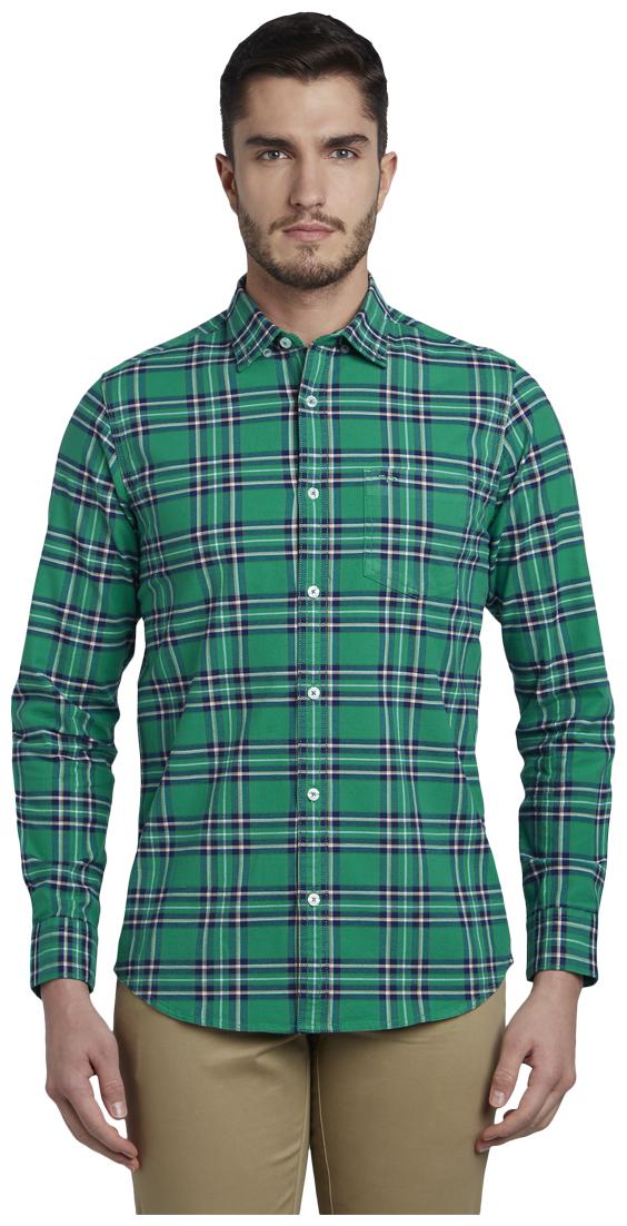 

ColorPlus Men Green Checked Regular Fit Casual Shirt