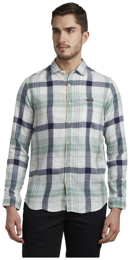 

ColorPlus Men Green Checked Regular Fit Casual Shirt