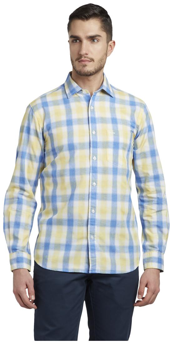 

ColorPlus Men Yellow Checked Slim Fit Casual Shirt