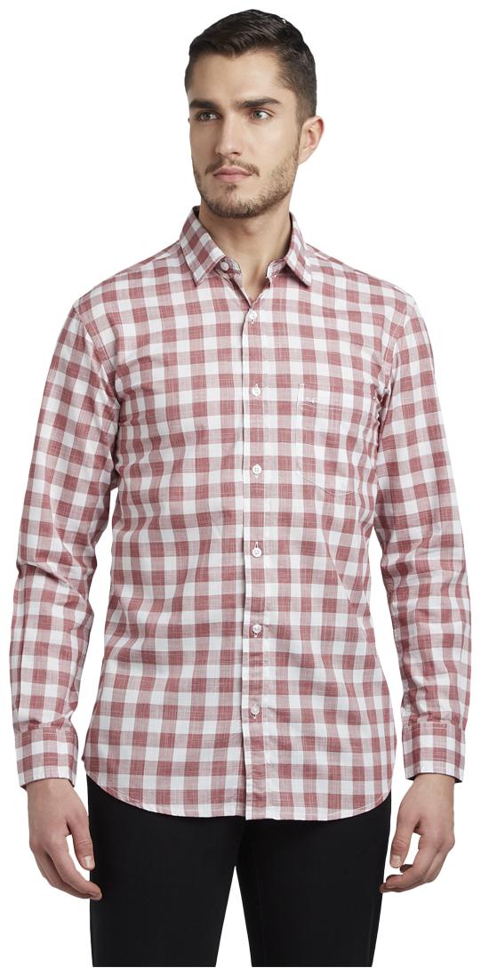 

ColorPlus Men Red Checked Slim Fit Casual Shirt