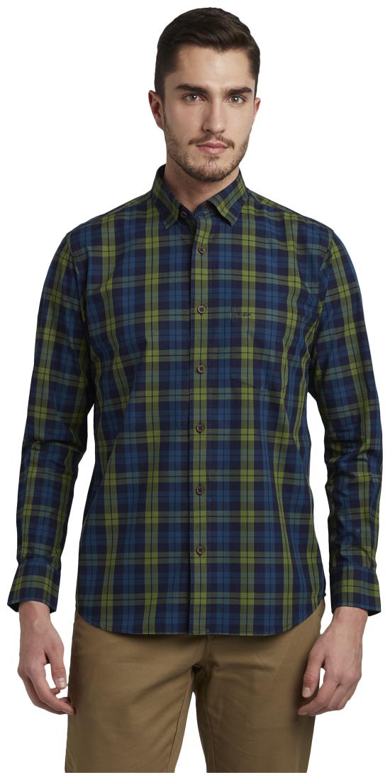 

ColorPlus Men Green Checked Slim Fit Casual Shirt