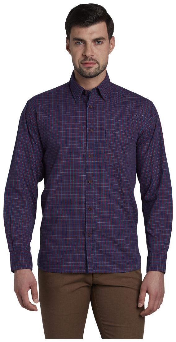ColorPlus Men Red Blue Checked Regular Fit Casual Shirt