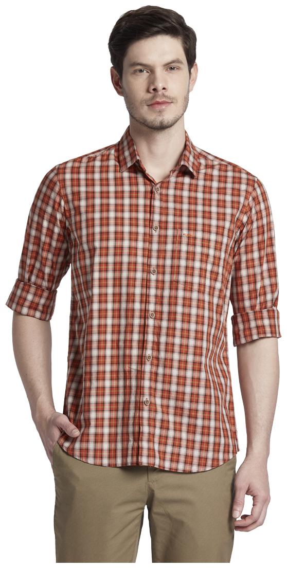 

ColorPlus Men Orange Checked Regular Fit Casual Shirt