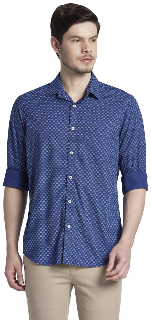 

ColorPlus Men Blue Printed Regular Fit Casual Shirt