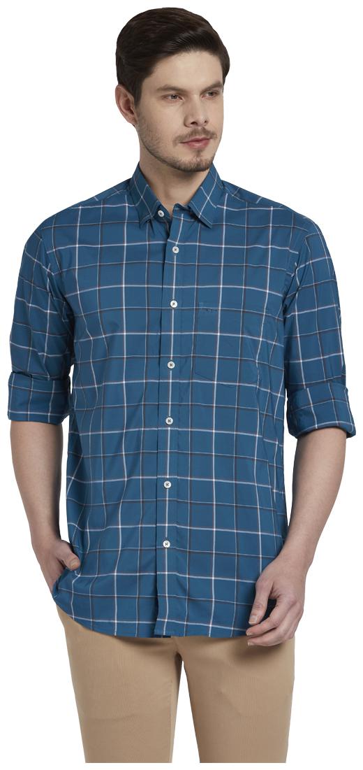 

ColorPlus Men Blue Checked Regular Fit Casual Shirt