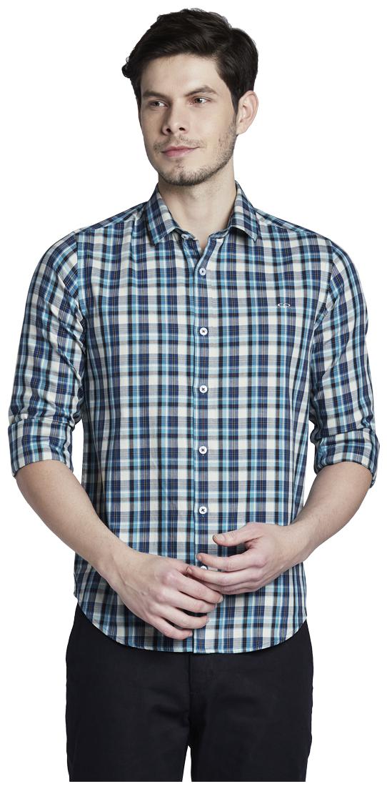 

ColorPlus Men Blue Checked Slim Fit Casual Shirt