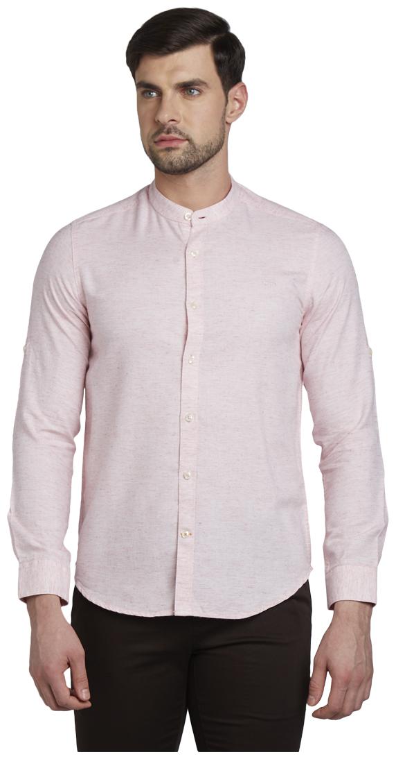 ColorPlus Men Pink Solid Slim Fit Casual Shirt