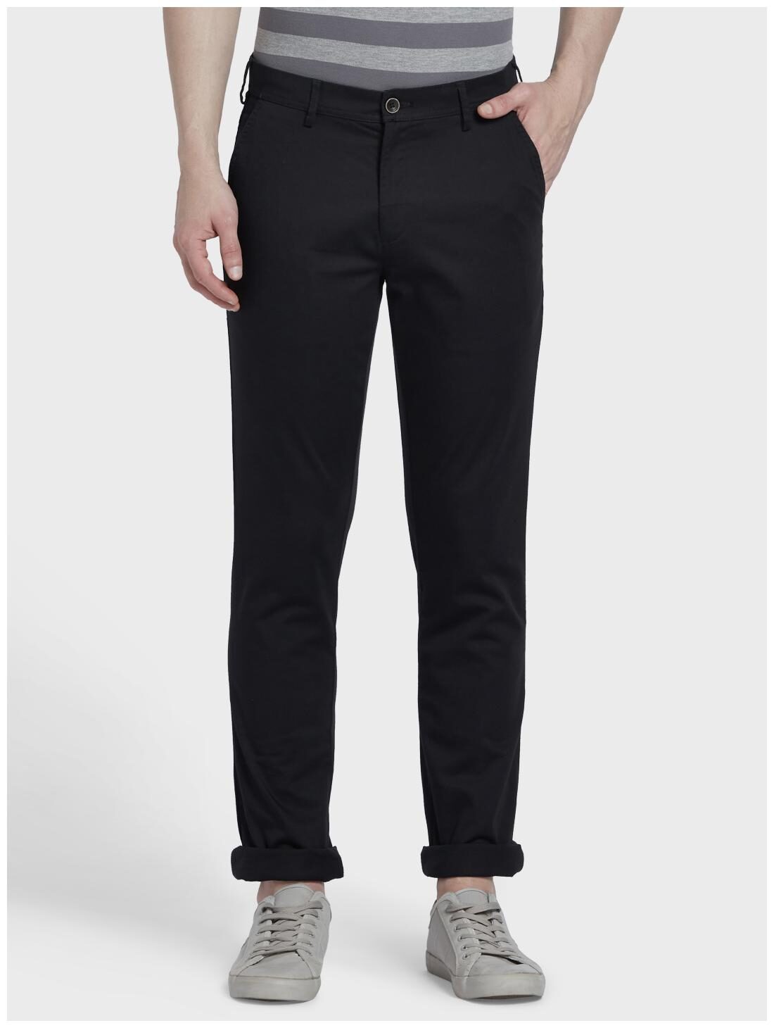 

ColorPlus Men Black Solid Regular fit Regular trousers