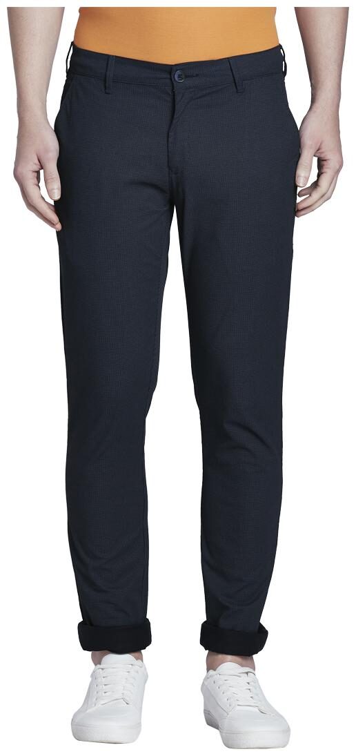 

ColorPlus Men Blue Textured Regular fit Regular trousers