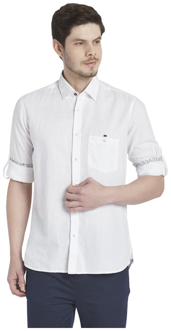 

ColorPlus Men White Solid Regular Fit Casual Shirt