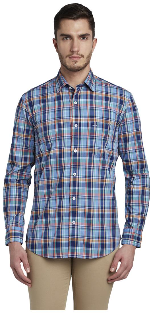 

ColorPlus Men Blue Checked Regular Fit Casual Shirt