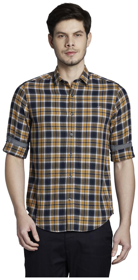 

ColorPlus Men Beige Black Checked Slim Fit Casual Shirt