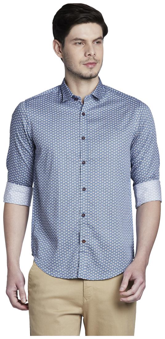 

ColorPlus Men Blue Printed Slim Fit Casual Shirt