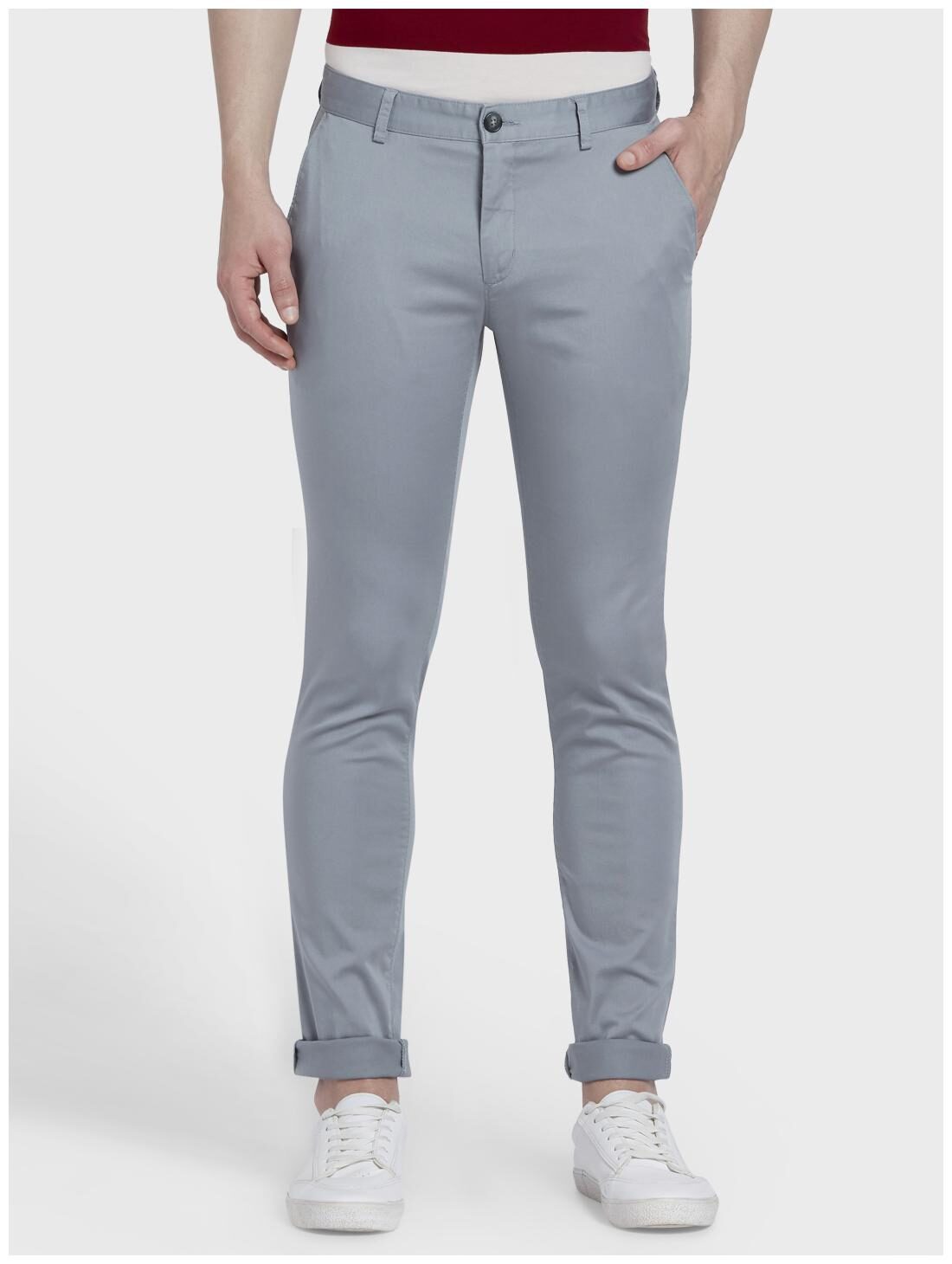 

ColorPlus Men Grey Solid Regular fit Regular trousers