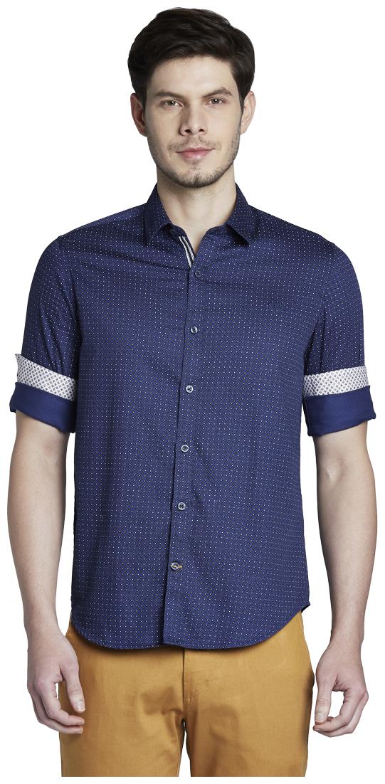 

ColorPlus Men Blue Printed Slim Fit Casual Shirt