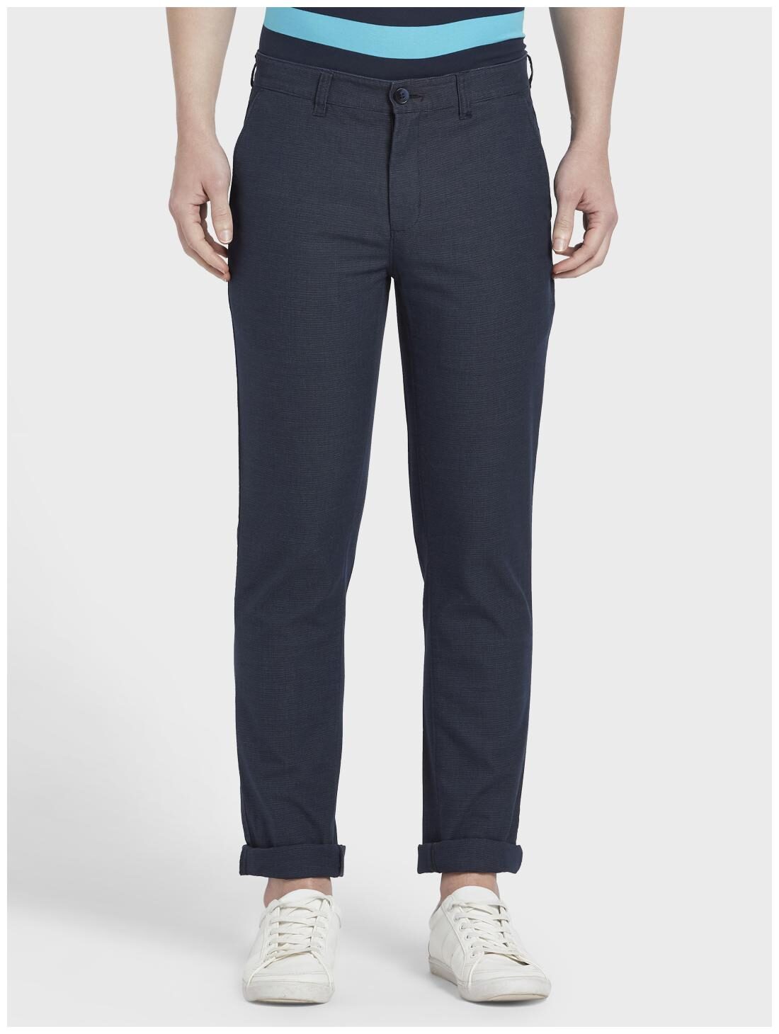 

ColorPlus Men Blue Solid Regular fit Regular trousers