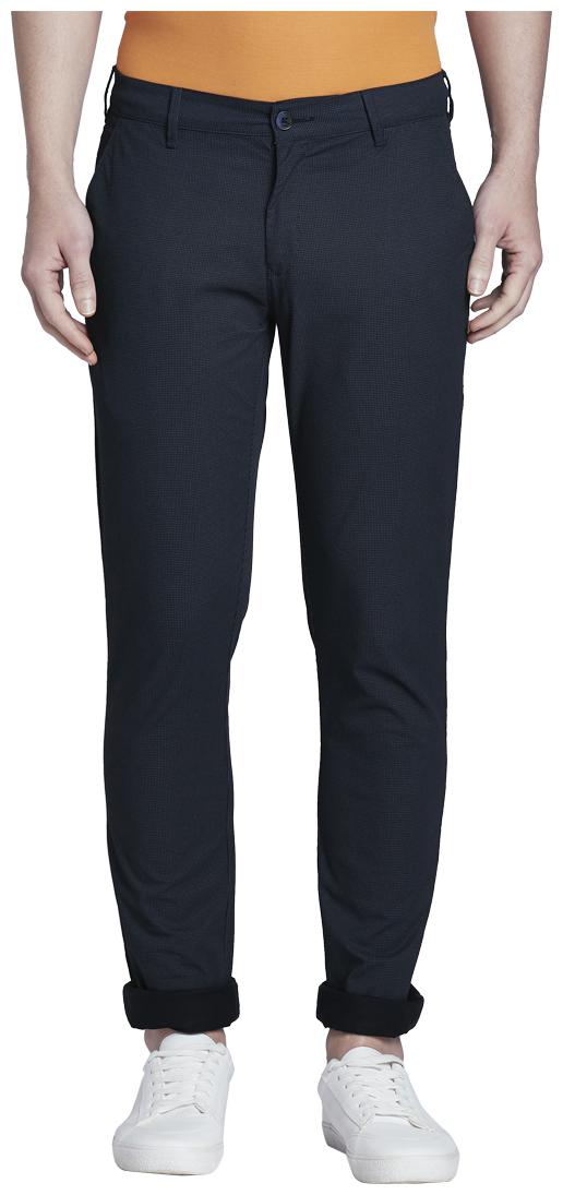 

ColorPlus Men Blue Textured Regular fit Regular trousers