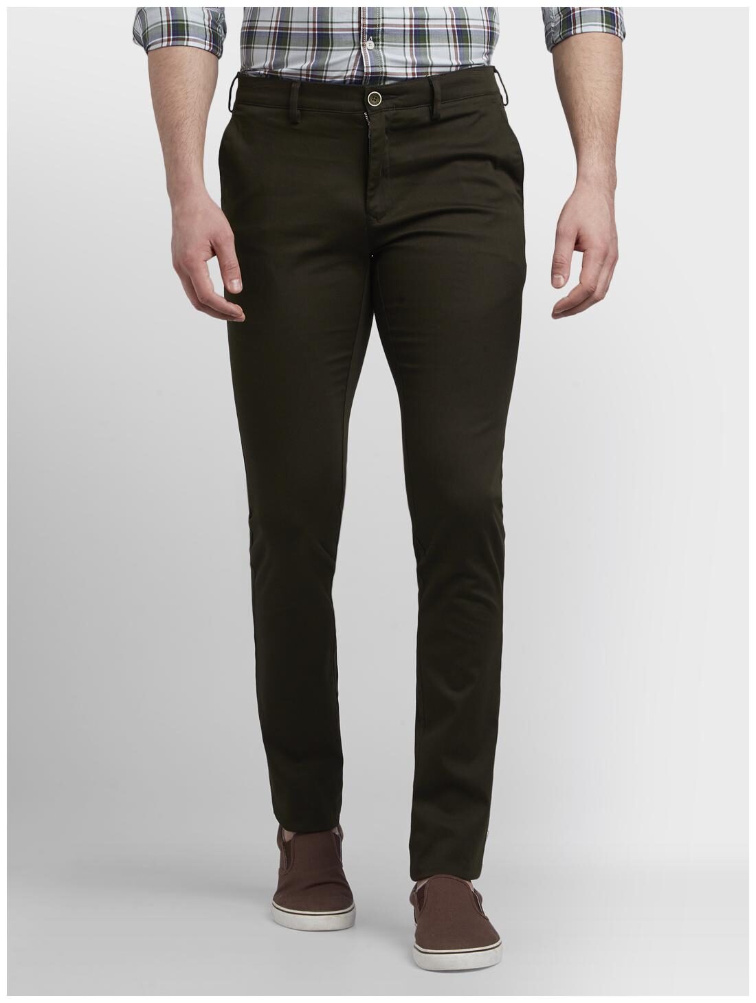 

ColorPlus Men Green Solid Regular fit Regular trousers