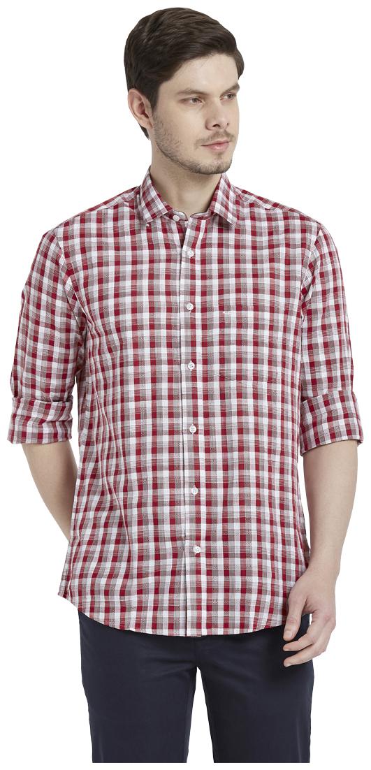 

ColorPlus Men Red Checked Regular Fit Casual Shirt