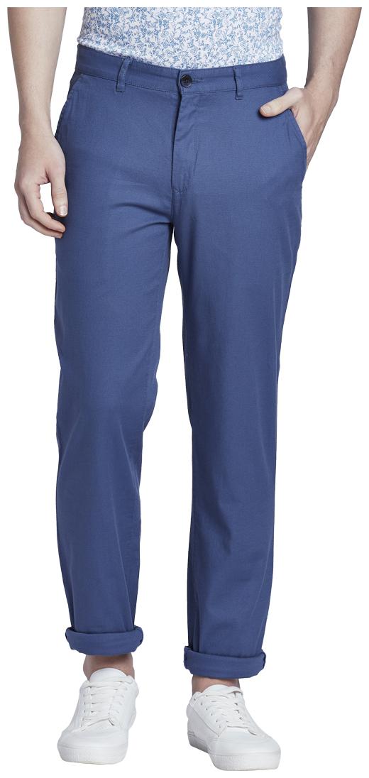 

ColorPlus Men Blue Textured Tapered fit Regular trousers