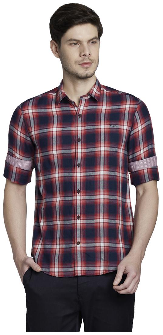 

ColorPlus Men Red Checked Slim Fit Casual Shirt