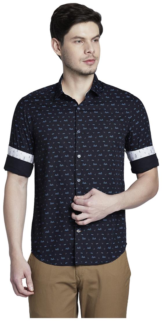 

ColorPlus Men Blue Printed Slim Fit Casual Shirt